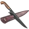 Faca Artesanal 10" Aço Carbono 5160 Full Tang Fosfatizada Cabo Madeira Nobre e Bainha de Couro - 1