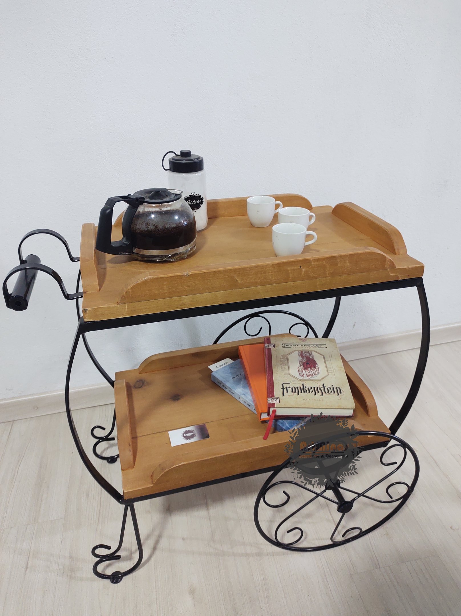 Carrinho de chá café/bar ferro madeira legítimo artesanato mineiro - 8
