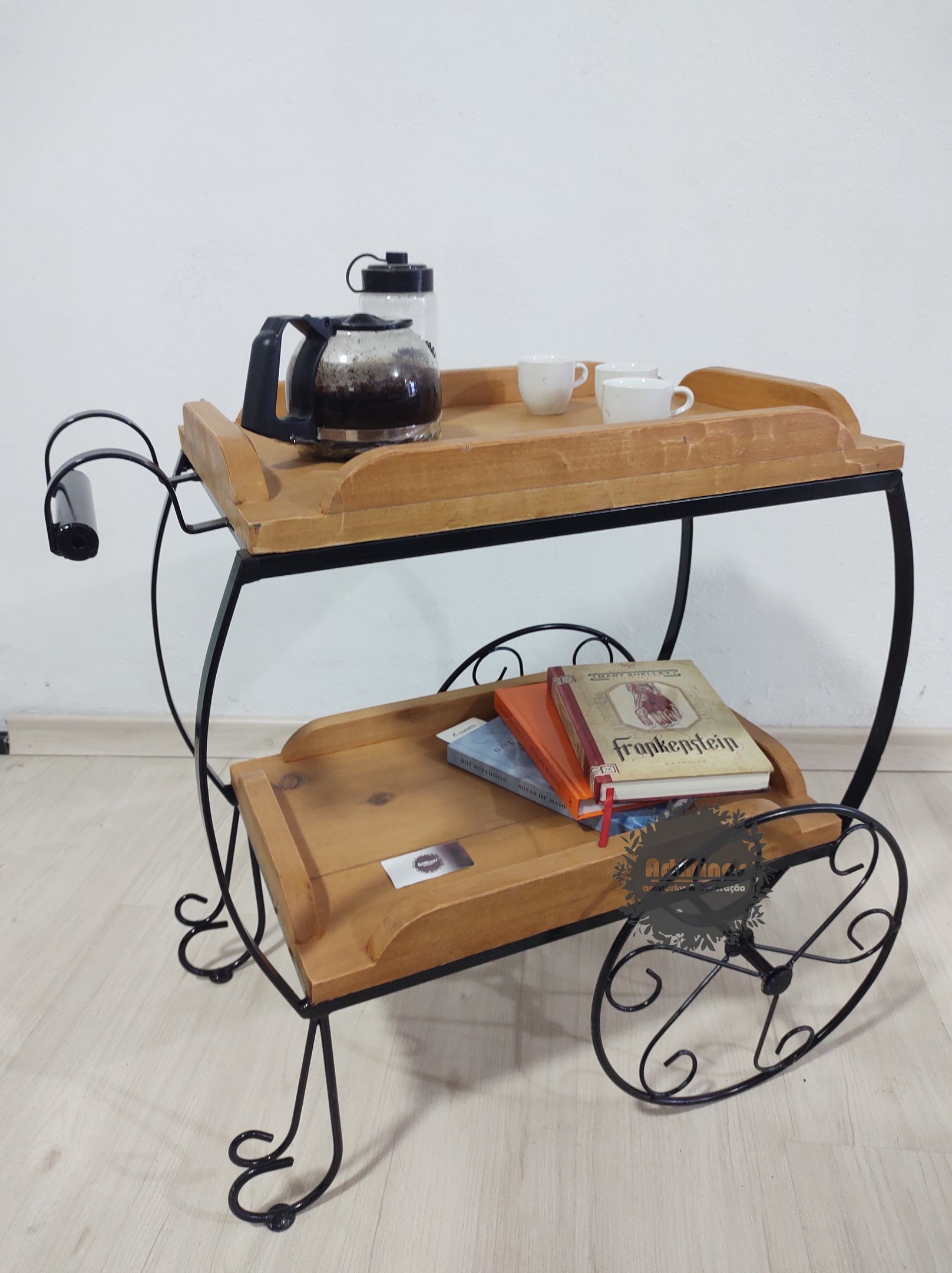 Carrinho de chá café/bar ferro madeira legítimo artesanato mineiro - 9