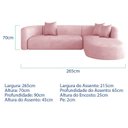 Ver imagem 3 de Sofá Modular Sala de Estar Decoração Luxo 265cm Lado Esquerdo Suede Celinne Luxuoso