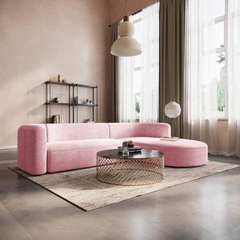 Sofá Modular Sala de Estar Decoração Luxo 265cm Lado Esquerdo Suede Celinne Luxuoso