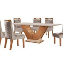 Ver imagem 3 de Mesa de Jantar com Tampo de Vidro e 6 Cadeiras Estofadas Atena Cinamomo Off White