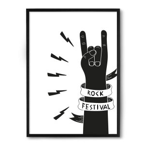 Quadro Decorativo 23x33cm Nerderia e Lojaria rock festival preto