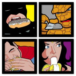 Quadro 23x23cm (4 und.) Nerderia e Lojaria super fome preto - 1