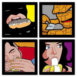 Quadro 23x23cm (4 und.) Nerderia e Lojaria super fome preto