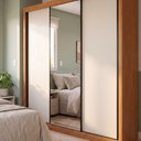 Ver imagem 1 de Guarda Roupa Casal 100% MDF com 3 Portas de Correr e 6 Gavetas com Espelho 241,2x218x55,5cm Cinamomo