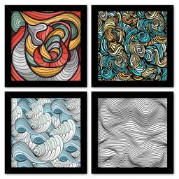 Quadro 23x23cm (4 und.) Nerderia e Lojaria ondas preto - 1