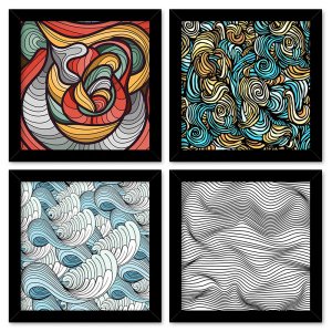 Quadro 23x23cm (4 und.) Nerderia e Lojaria ondas preto