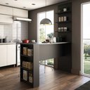 Ver imagem 1 de Bancada Mesa Gourmet Cozinha Preta 1,50m c/ Painel - Linha SUPREMA Luciane