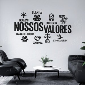 Adesivo de Parede Frase Motivacionais Nossos Valores-Grande 128x58cm