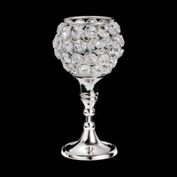 Castiçal de Ferro e Cristais Prateado 16cmx5,6cm Rojemac - 1 Castiçal de Ferro e Cristais Prateado 16cmx5,6cm Rojemac - 1