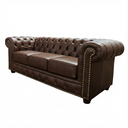 Ver imagem 1 de Sofá 3 Lugares Chesterfield Couro Natural:456castanho