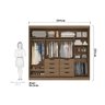 Guarda Roupa Casal 2 Portas de Correr Espelhos 8 Gavetas Internas Maria Panan Móveis Avelã - 4