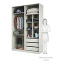Ver imagem 3 de Guarda Roupa Em U Com 6 Gavetas, 5 Cabideiros Legno Crema