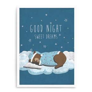 Quadro Decorativo 23x33cm Nerderia e Lojaria branco urso boa noitebranco