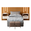 Ver imagem 3 de Cabeceira Ripada Cama de Casal com Led Naha Nature Preto