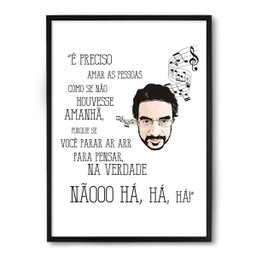 Quadro Decorativo 33x43cm Nerderia e Lojaria renato russo preto - 1