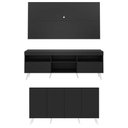 Ver imagem 6 de Conjunto Sala de Estar Rack + Painel TV 65" e Aparador Retrô Sofia Multimóveis Preto/Branco