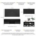 Ver imagem 3 de Conjunto Sala de Estar Rack + Painel TV 65" e Aparador Retrô Sofia Multimóveis Preto/Branco