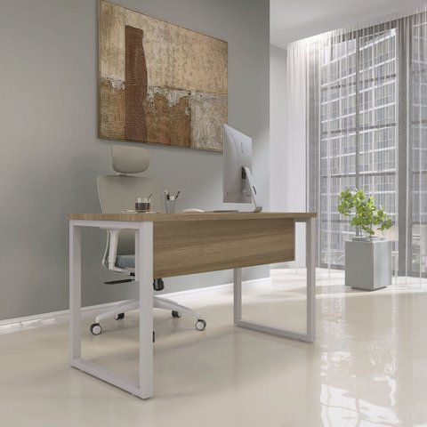 Escrivaninha Mesa Escritório X 150cm Industrial Marrom e Cinza