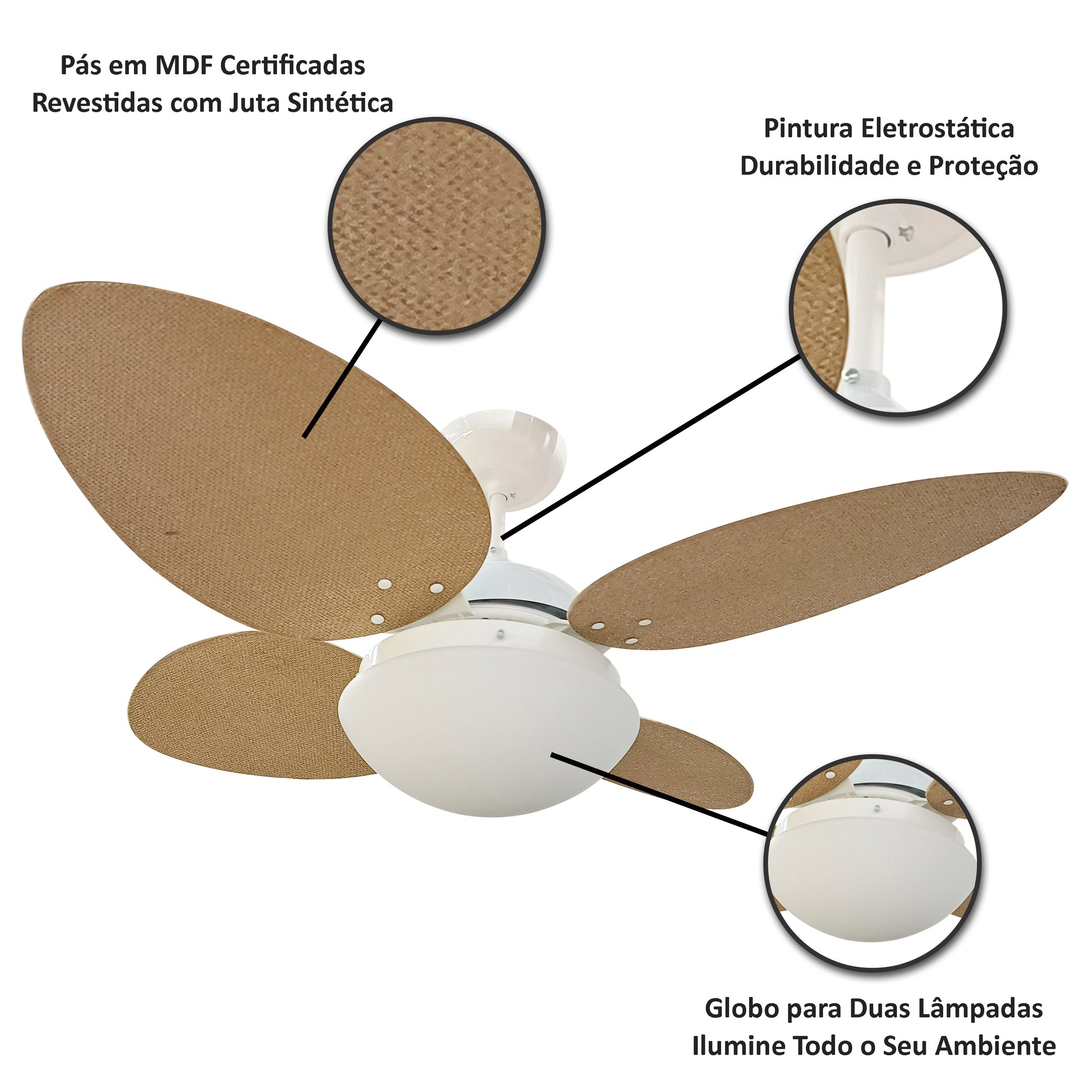 Ventilador de Teto Aliseu Vime Mogno Plus com Pás de Madeira com Controle Remoto e Parede 127v - 5