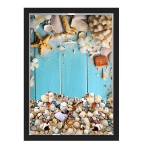 QUADRO CAIXA 33X43 PORTA CONCHAS NERDERIA E LOJARIA conchas azul preto