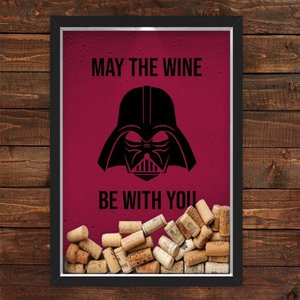 QUADRO CAIXA 33X43 PORTA ROLHA VINHO NERDERIA E LOJARIA vader wine preto