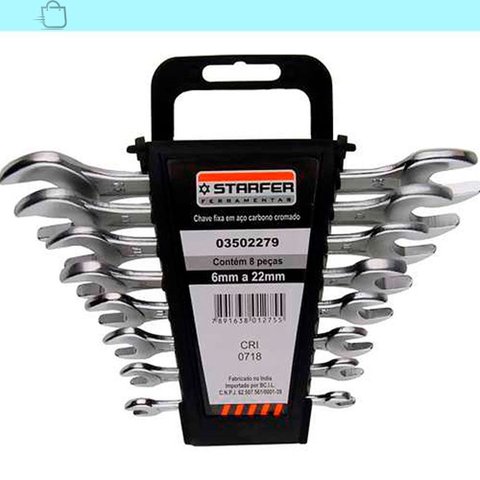 Kit 8 Peças Chave Boca FIxa Aço 6 a 22mm Starfer