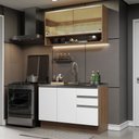 Ver imagem 1 de Cozinha Compacta Madesa Glamy 120002 com Armário e Balcão (Sem Tampo e Pia) Rustic/Branco Cor:Rustic