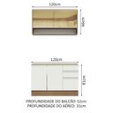 Ver imagem 3 de Cozinha Compacta Madesa Glamy 120002 com Armário e Balcão (Sem Tampo e Pia) Rustic/Branco Cor:Rustic