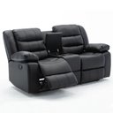 Ver imagem 6 de Poltrona Reclinável Manual de Cinema Hollywood 2 Lugares Baú/massagem/aquecimento Pu Preto G31 - Gra