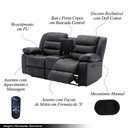 Ver imagem 4 de Poltrona Reclinável Manual de Cinema Hollywood 2 Lugares Baú/massagem/aquecimento Pu Preto G31 - Gra