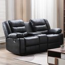 Ver imagem 1 de Poltrona Reclinável Manual de Cinema Hollywood 2 Lugares Baú/massagem/aquecimento Pu Preto G31 - Gra