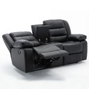 Ver imagem 2 de Poltrona Reclinável Manual de Cinema Hollywood 2 Lugares Baú/massagem/aquecimento Pu Preto G31 - Gra