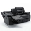 Ver imagem 3 de Poltrona Reclinável Manual de Cinema Hollywood 2 Lugares Baú/massagem/aquecimento Pu Preto G31 - Gra