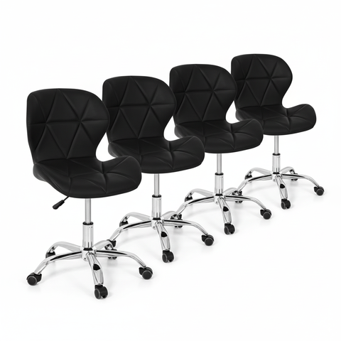 Conjunto 4 Cadeiras Office Eiffel Slim Giratória Ajustável Preta