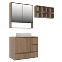 Ver imagem 2 de Conjunto para Banheiro Modulado 803 com Cuba e Espelheira 80 cm Prime Yescasa Marrom/Noce