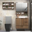 Ver imagem 1 de Conjunto para Banheiro Modulado 803 com Cuba e Espelheira 80 cm Prime Yescasa Marrom/Noce