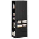 Ver imagem 4 de Guarda-roupa Compacto 2 Portas com 2 Gavetas, Cabideiro e Nicho Lateral Preto