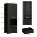 Ver imagem 5 de Guarda-roupa Compacto 2 Portas com 2 Gavetas, Cabideiro e Nicho Lateral Preto