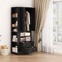 Ver imagem 2 de Guarda-Roupa Infantil 2 Portas com 2 Gavetas, Cabideiro e Nicho Lateral Preto