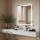Ver imagem 3 de Espelhos 4mm  Led 3 Cores Retangular 80x50 Iluminado Botão Toque Touch Banheiro Quarto 50x80