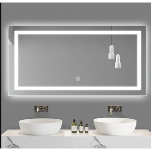 Espelhos Led 3 Cores Retangular 80x50 Iluminado Botão Toque Touch Banheiro Quarto Sala