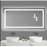 Espelhos Led 3 Cores Retangular 80x50 Iluminado Botão Toque Touch Banheiro Quarto 50x80 - 3