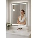 Ver imagem 1 de Espelhos 4mm  Led 3 Cores Retangular 80x50 Iluminado Botão Toque Touch Banheiro Quarto 50x80