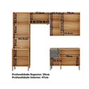 Ver imagem 5 de Cozinha Compacta Modulada 4 Peças 11 Portas com Vidro e Tampo 266cm 100% MDF Itália Espresso Móveis Cinza/Amêndoa/Chumbo