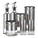 Ver imagem 1 de Conjunto Galheteiro 7 Peças Aço Inox e Vidro P/ Condimentos