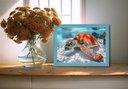 Ver imagem 1 de Quadro Decorativo Tartaruga Marinha + Vidro 33x25 Escritório:azul