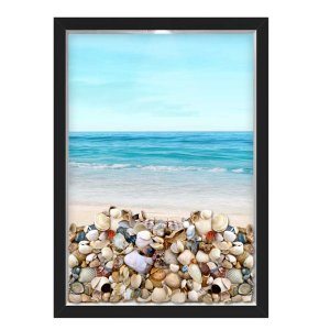 QUADRO CAIXA 33X43 PORTA CONCHAS NERDERIA E LOJARIA mar preto