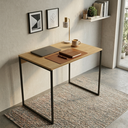 Ver imagem 1 de Mesa Escrivaninha Home Office Industrial Grécia de 80x46 Ferro Preto Tampo Canela